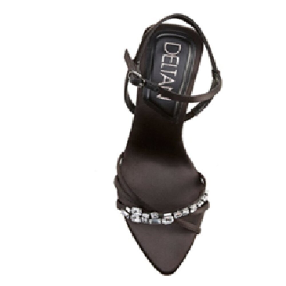 DELTAN - Aria Satin Jewel Ornament Dress Sandals in Black